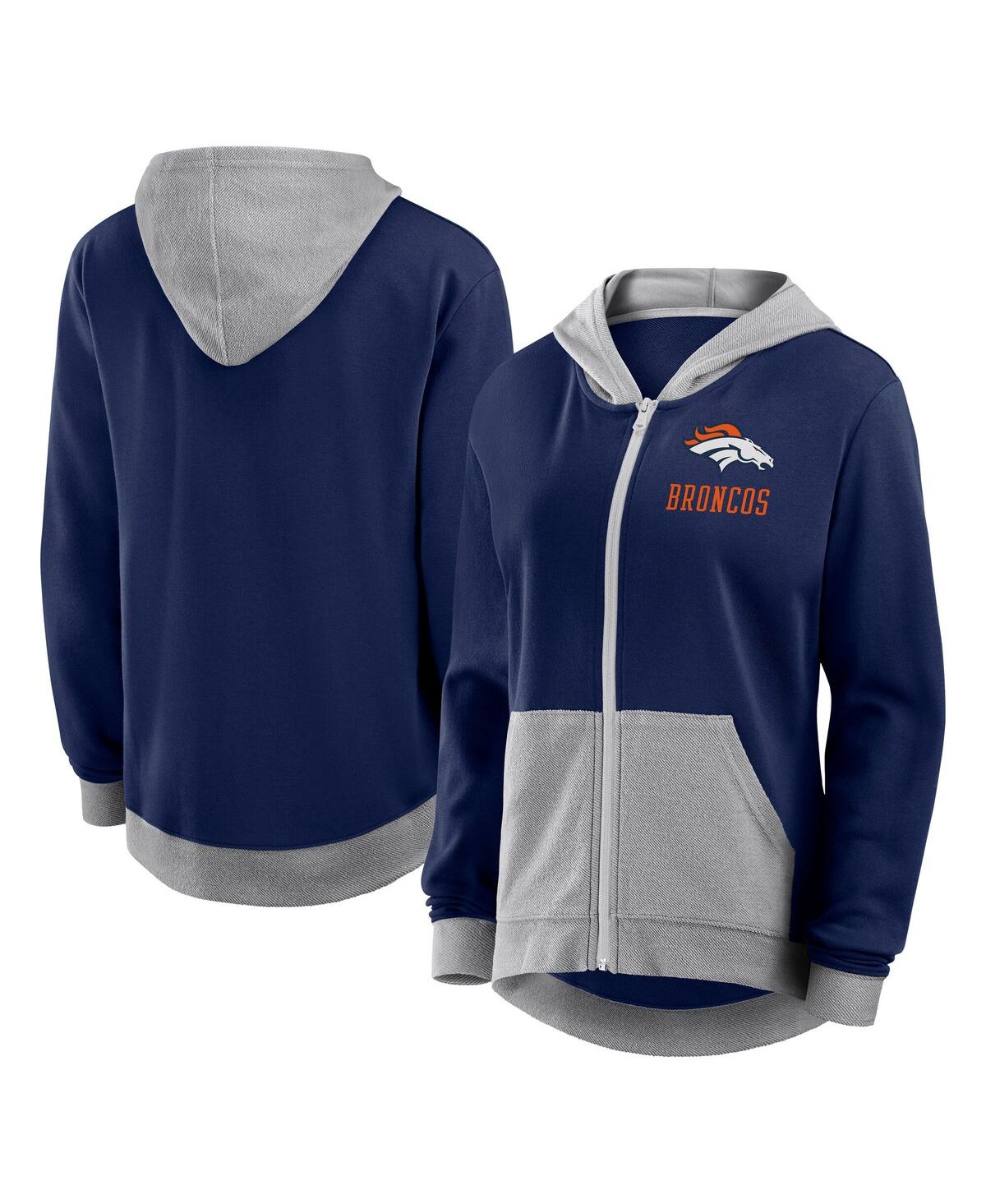 Logo Athletic Women's Navy Denver Broncos Hit It French Terry Full-zip Hoodie In Navy