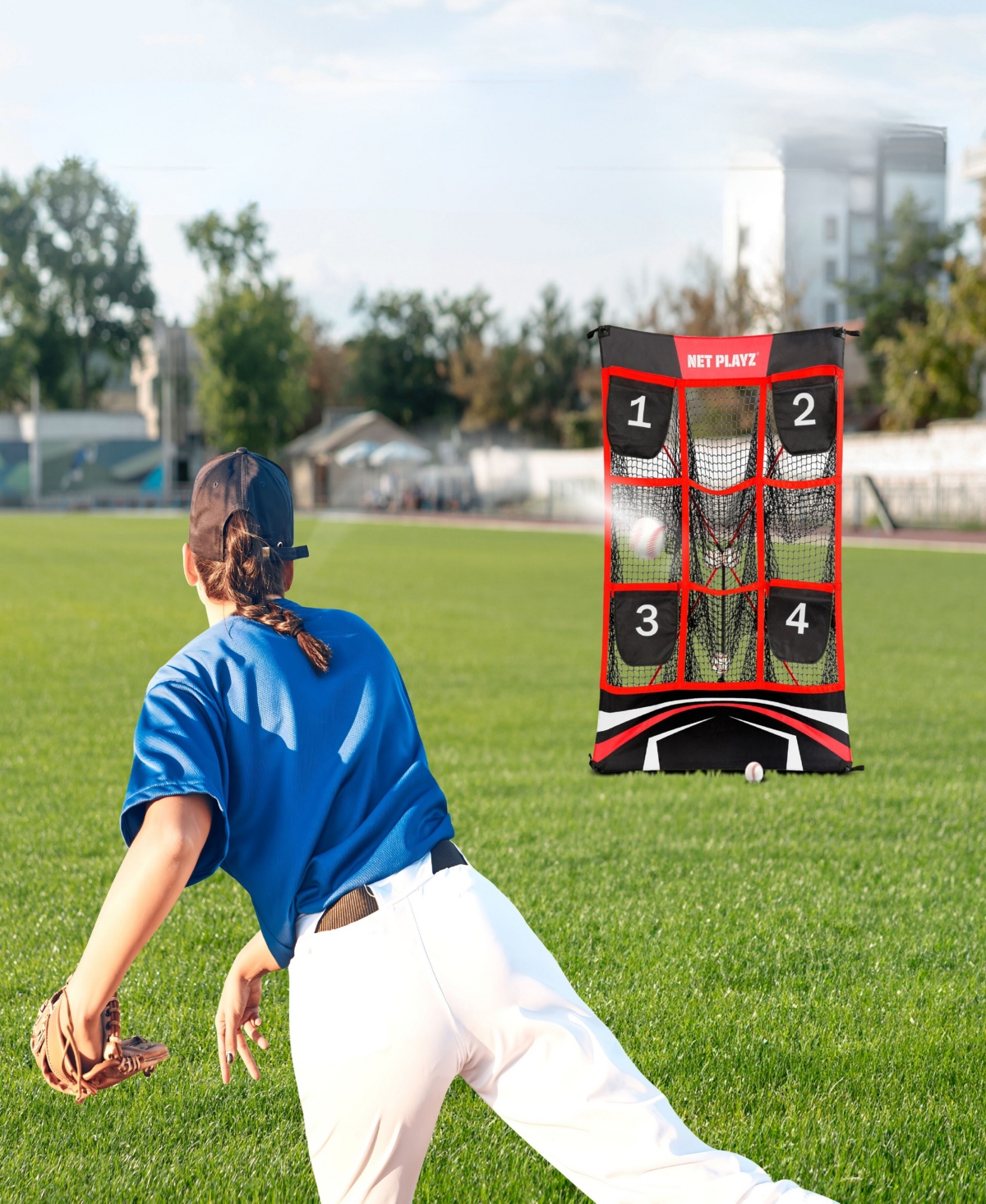 Net Playz 9 Pocket Strike Zone Baseball Net In Black