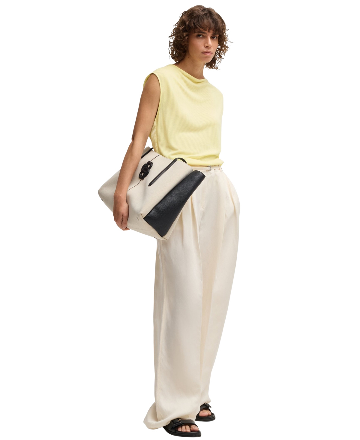 Hugo Boss Boss By  Women's High Neck Sleeveless T-shirt In Open Yellow