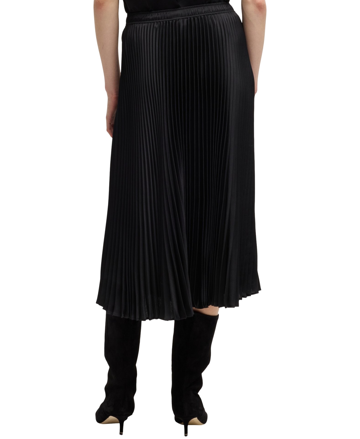 Hugo Boss Pliss Skirt With Micro Print In Black