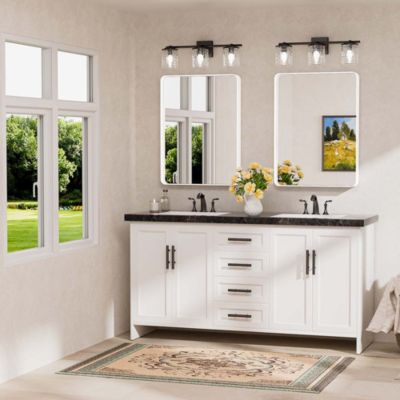 24x32 Inch Brushed Gold Bathroom Vanity Mirror Tempered Glass Metal Framed