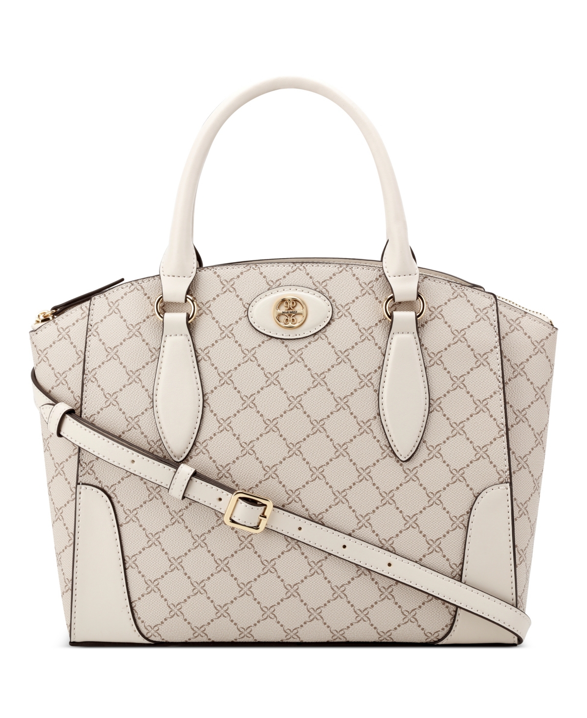 Nine West Women's Innes Satchel Bag In Mushroom Logo Milk