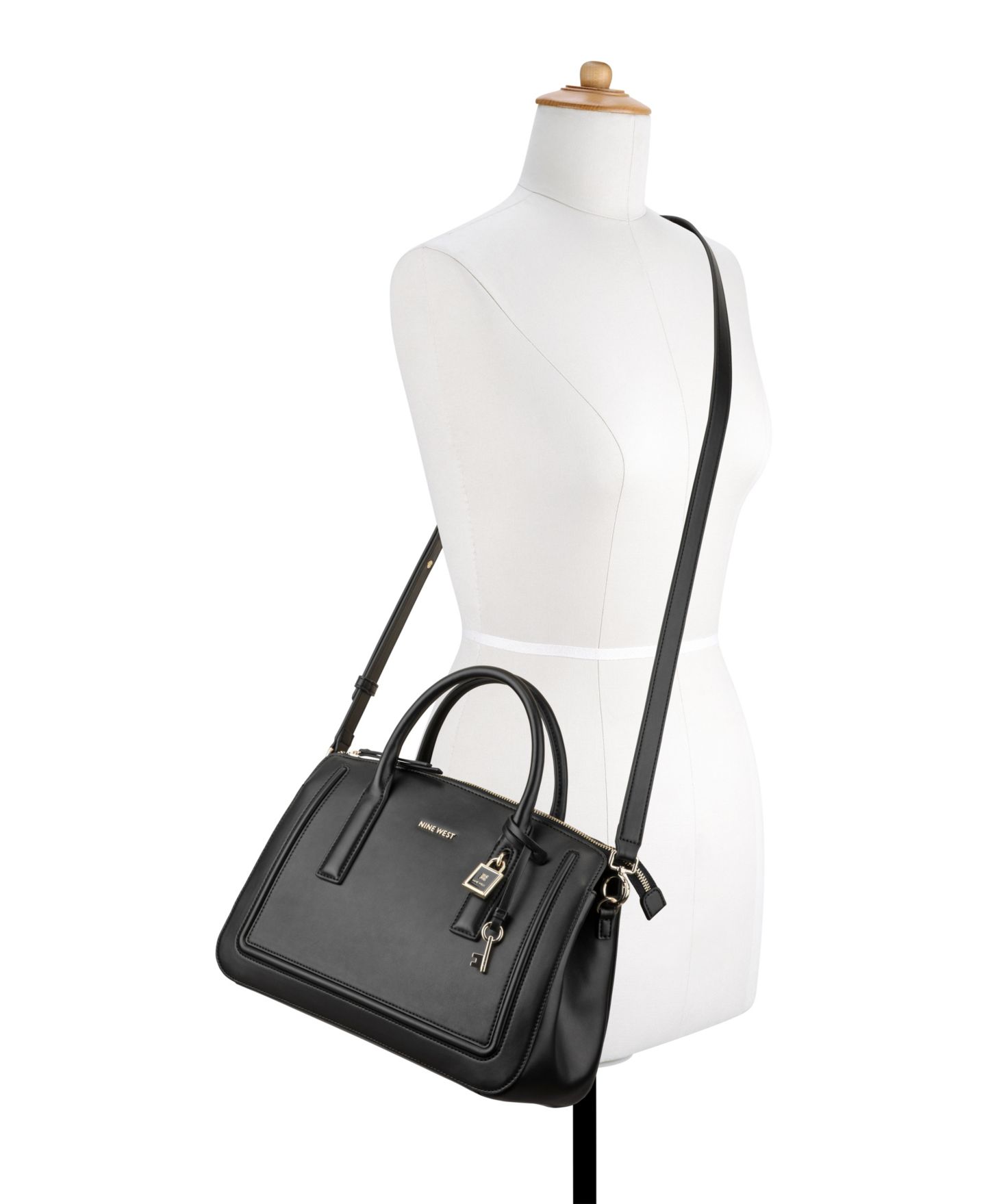 Женская сумка Nine West Tenely Medium Satchel, цвет: Чёрный — фото 5