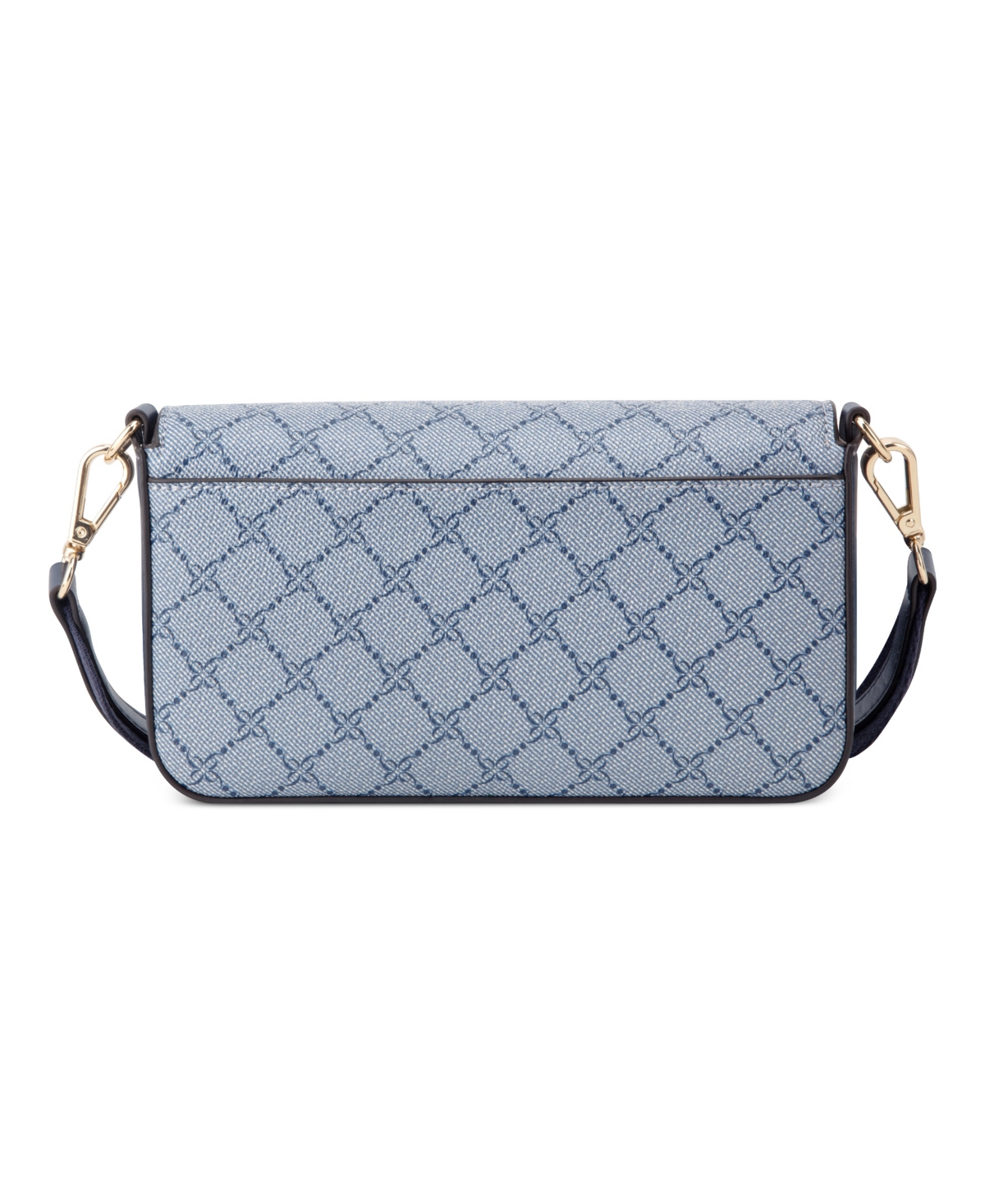 Shop Nine West Nalini Small Flap Crossbody Bag In Chambray Logo Navy