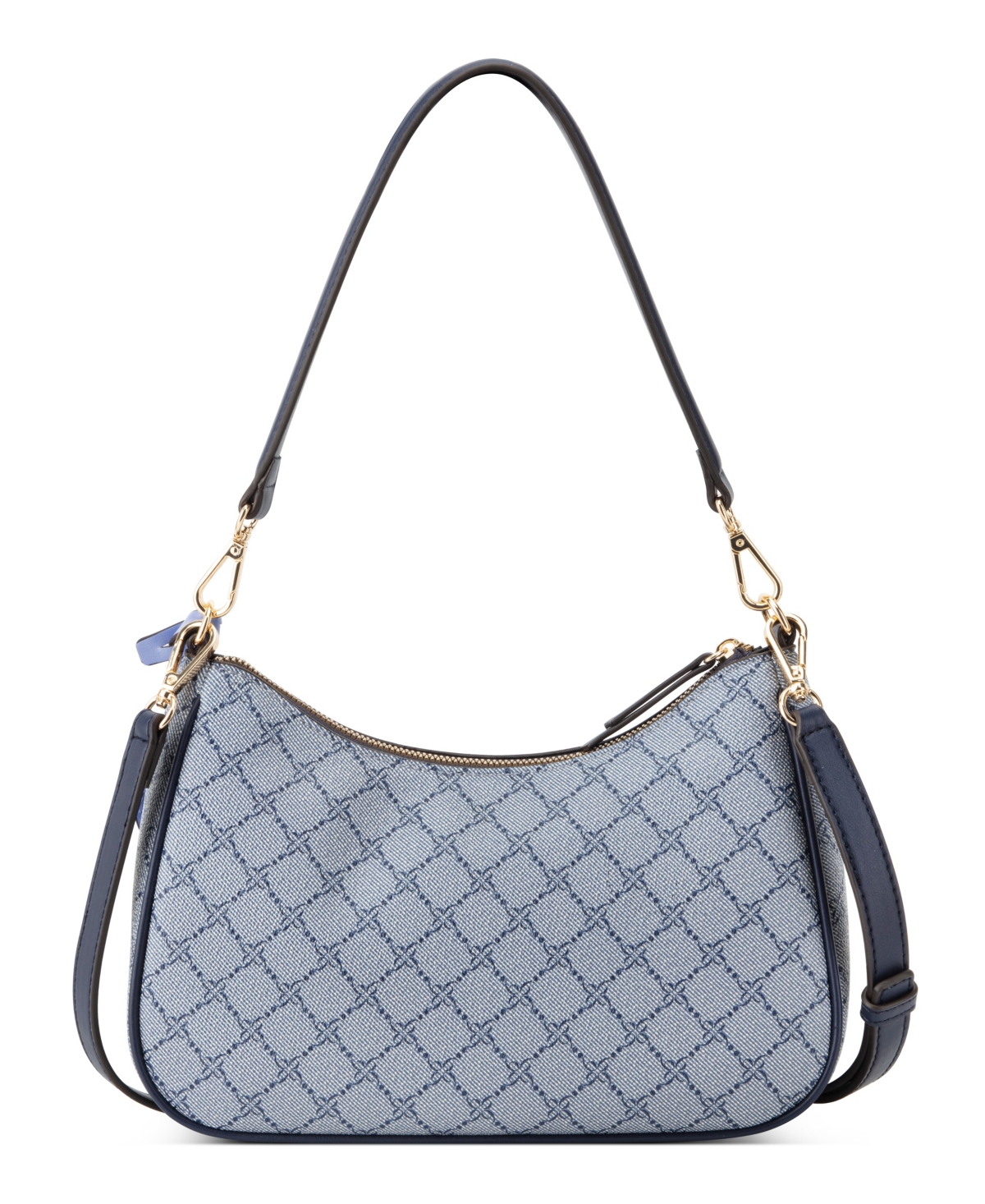 Shop Nine West Caireann Medium Shoulder Bag In Chambray Logo Navy