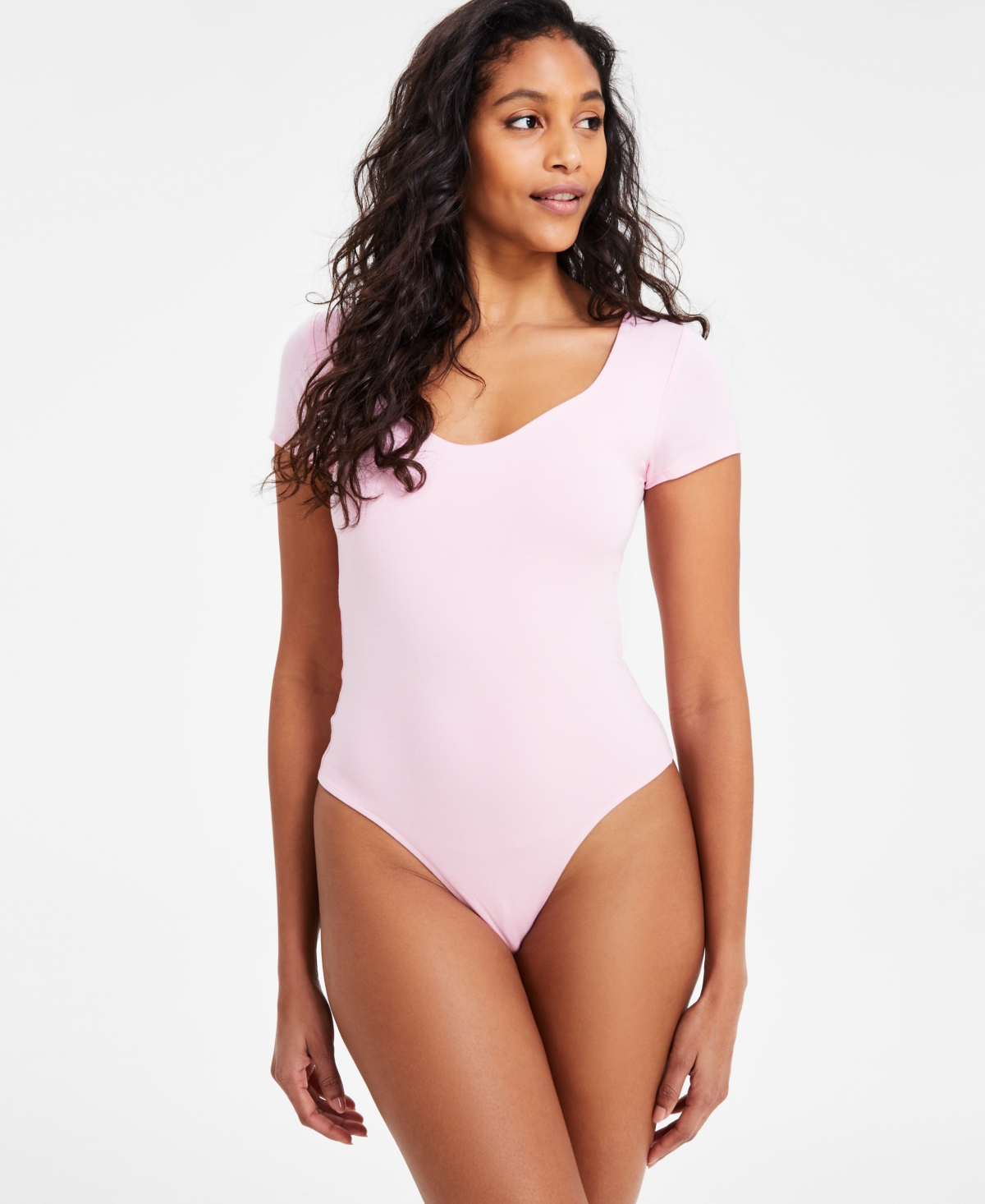 Bar Iii Women's Sweetheart-neck Short-sleeve Bodysuit, Exclusively At Macy's In Orchid Pink