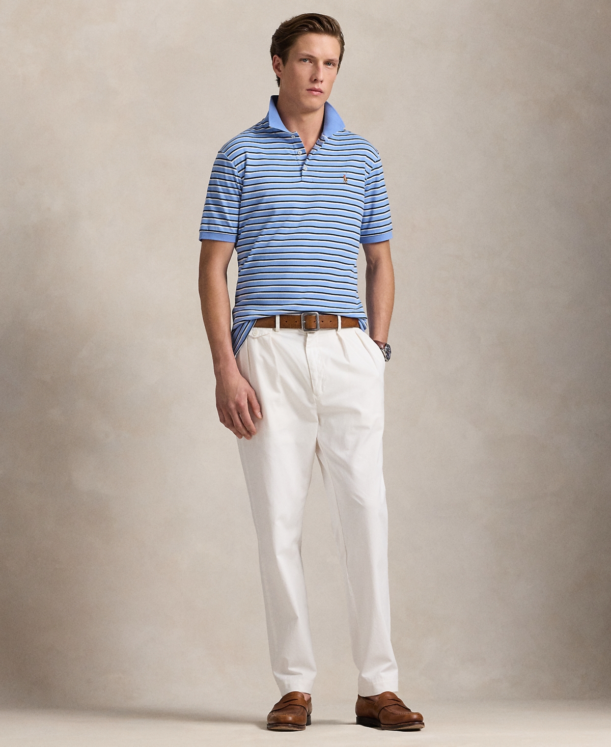 Polo Ralph Lauren Men's Classic-fit Striped Soft Cotton Polo In Blue