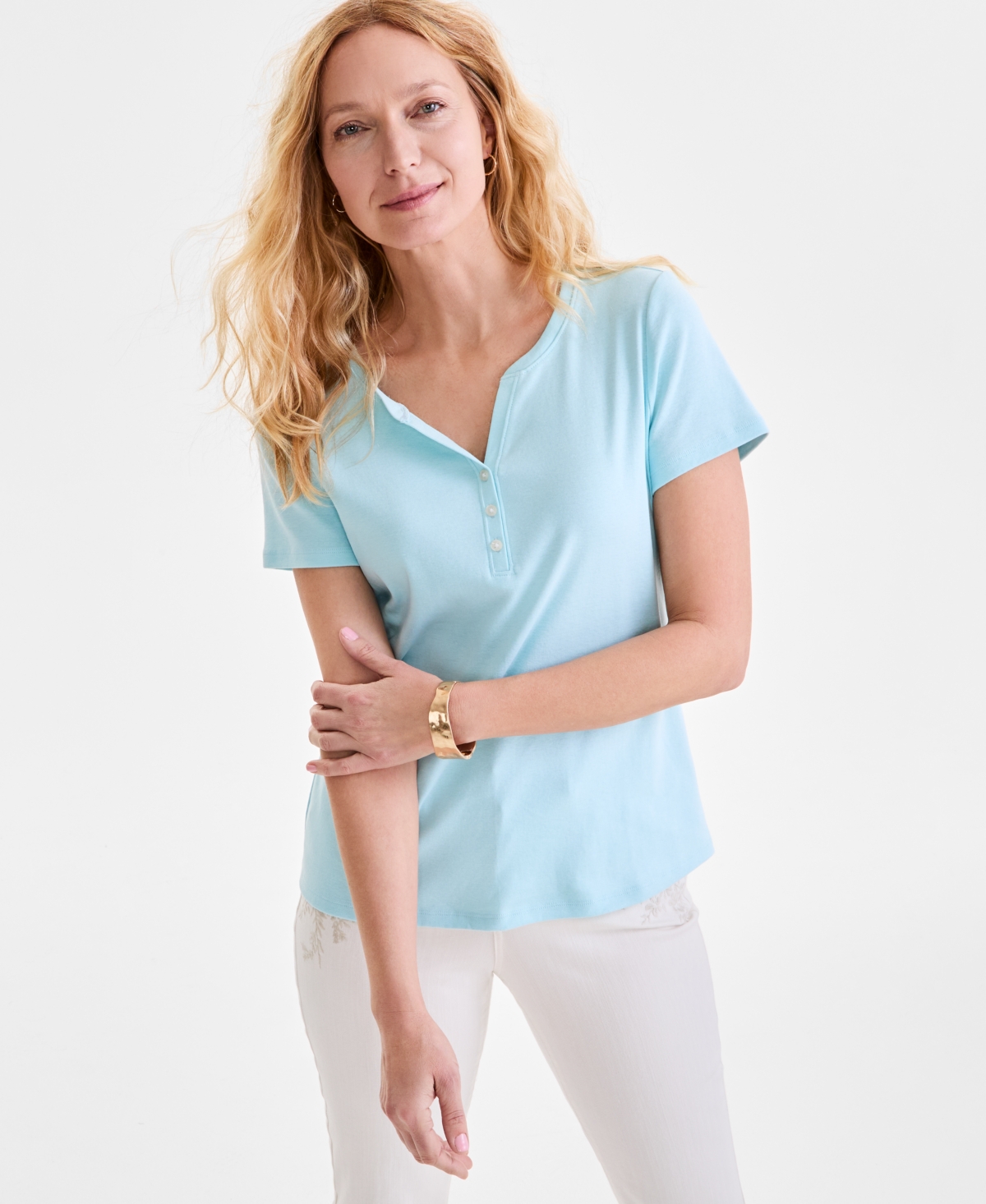 Style & Co Petite Mid-rise Curvy Roll-cuff Capri Jeans, Created For Macy's In Dream Blue