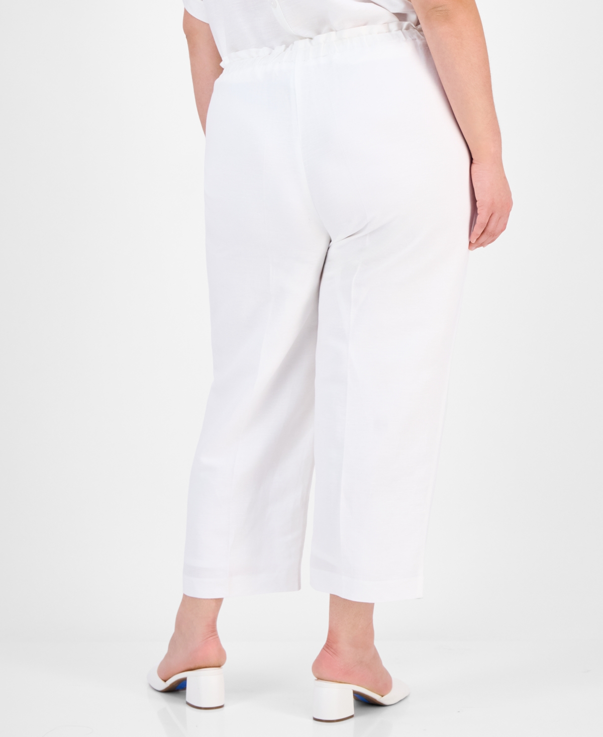 Anne Klein Plus Size Drawstring High-rise Pants In Bright White
