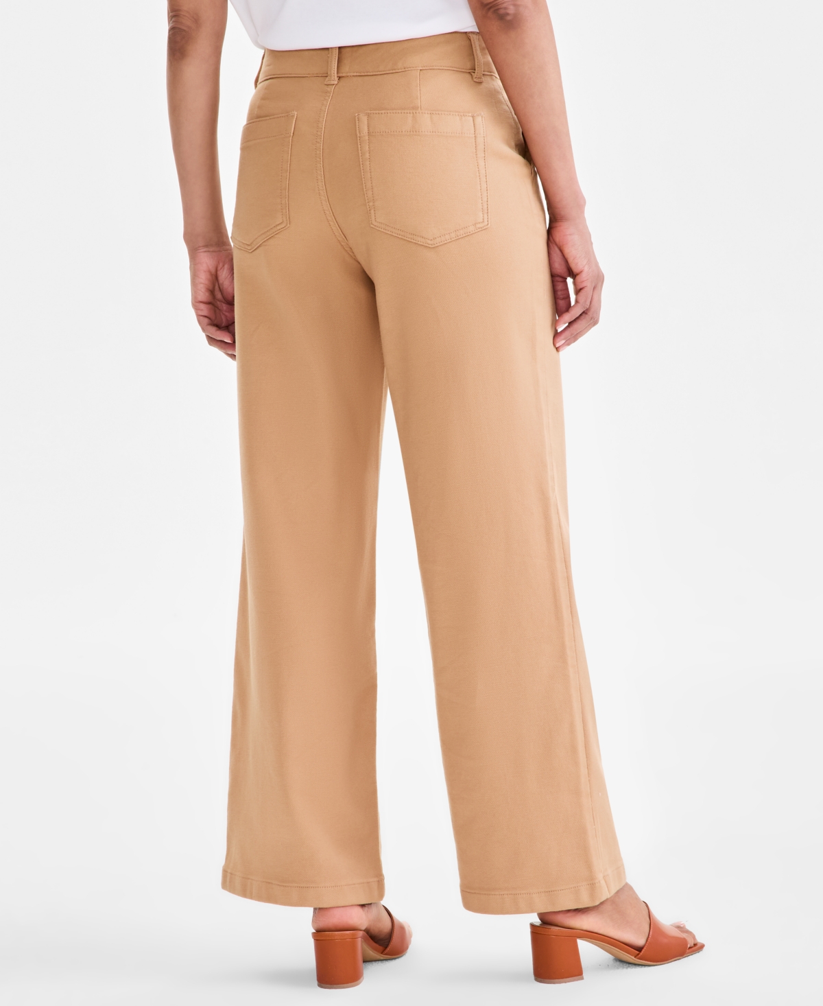 STYLE & CO PETITE MID-RISE DOBBY TWILL WIDE-LEG PANTS, EXCLUSIVELY AT MACY'S 