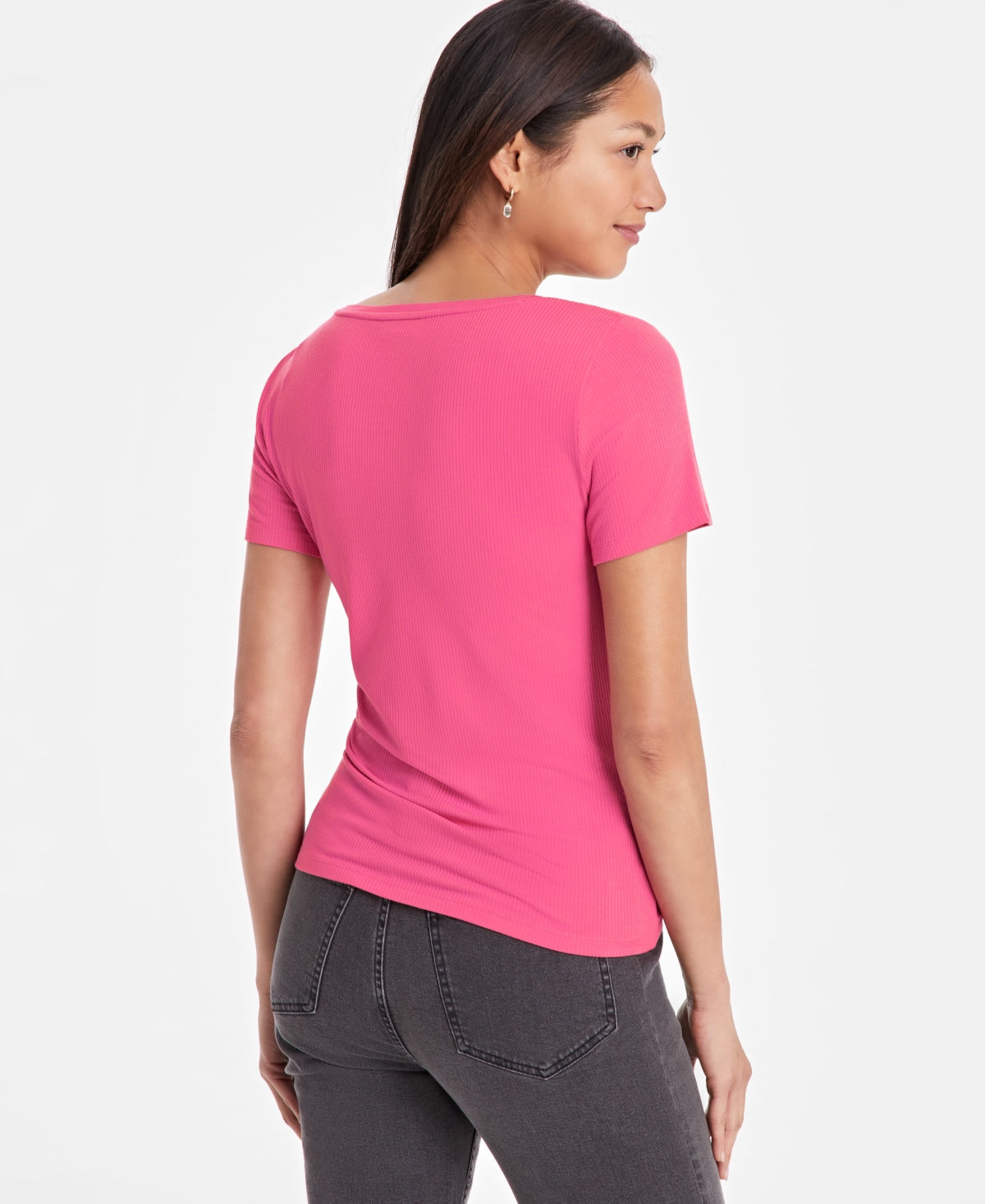 On 34th 's Women's Knit Square-neck Top, Created For Macy's In Sweet Berr