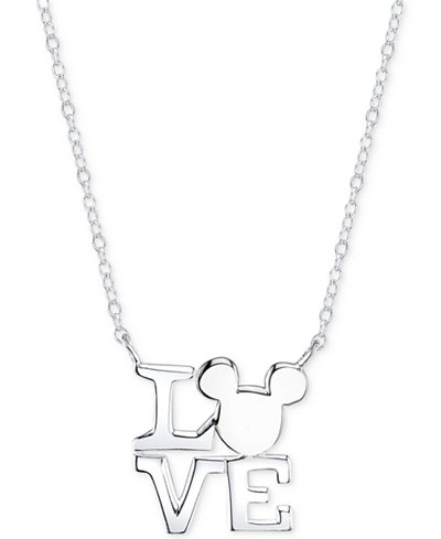 Disney Mickey Mouse Love Necklace in Sterling Silver