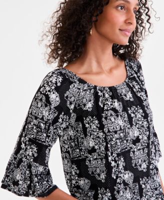 Petite Printed On/Off-The-Shoulder Top, Exclusively at Macy's