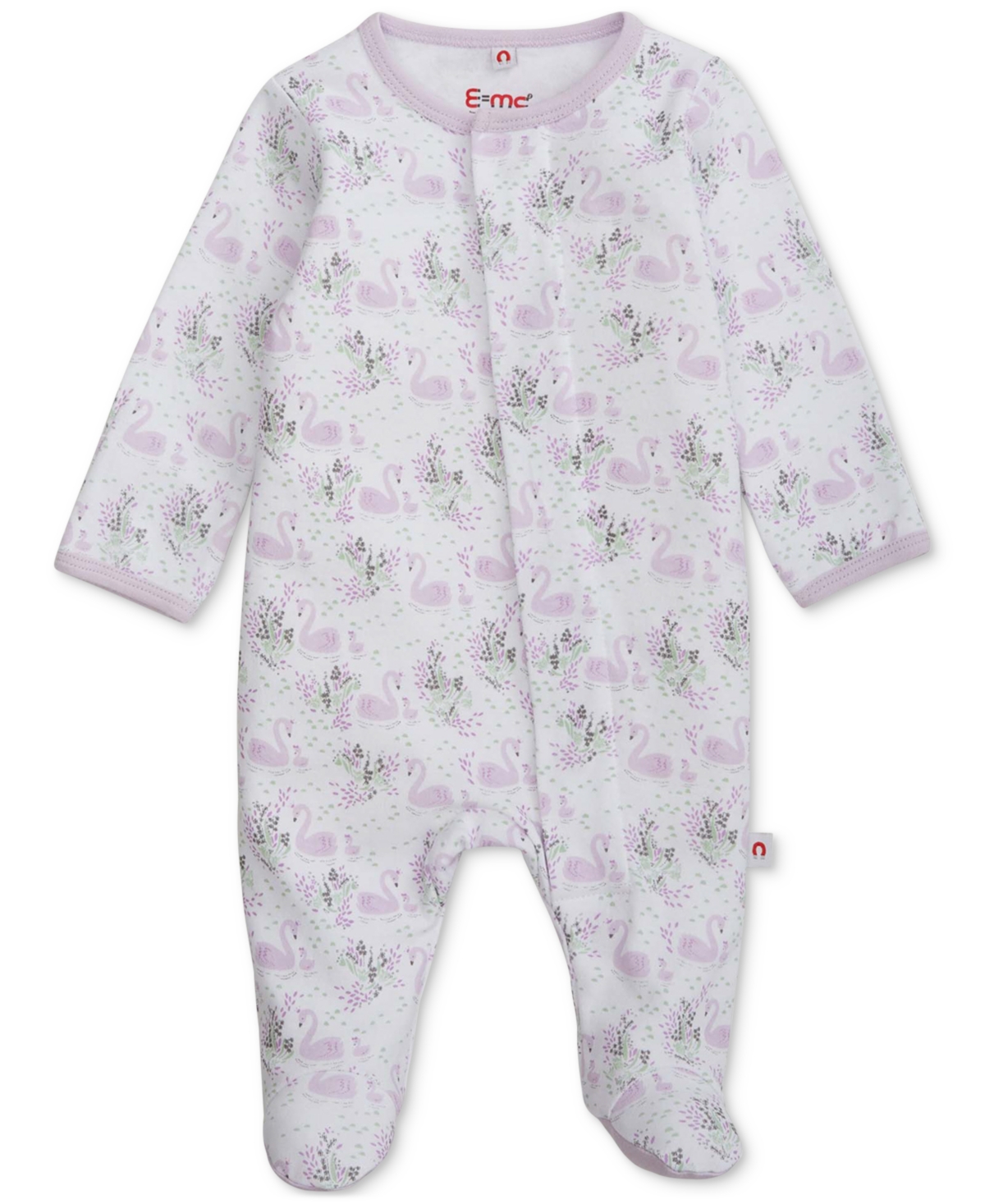 Easy Magnetic Close Baby Cotton Magnetic Footed Coverall In Swan Song,purple