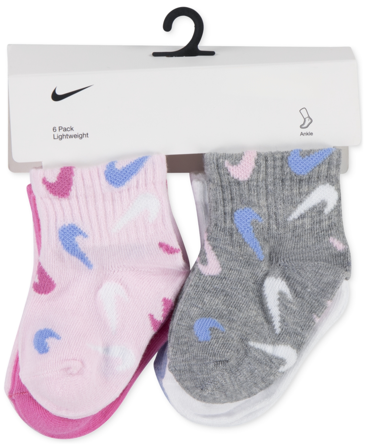 Nike Baby And Toddler Swooshfetti Ankle Socks, Pack Of 6 In Pink Foam