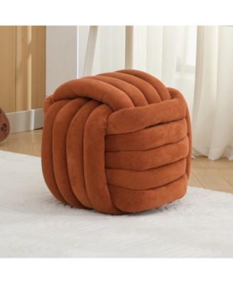 Chenille Fabric Modern Knot Design Ottoman, Comfortable Footstool for Living Room and Bedroom