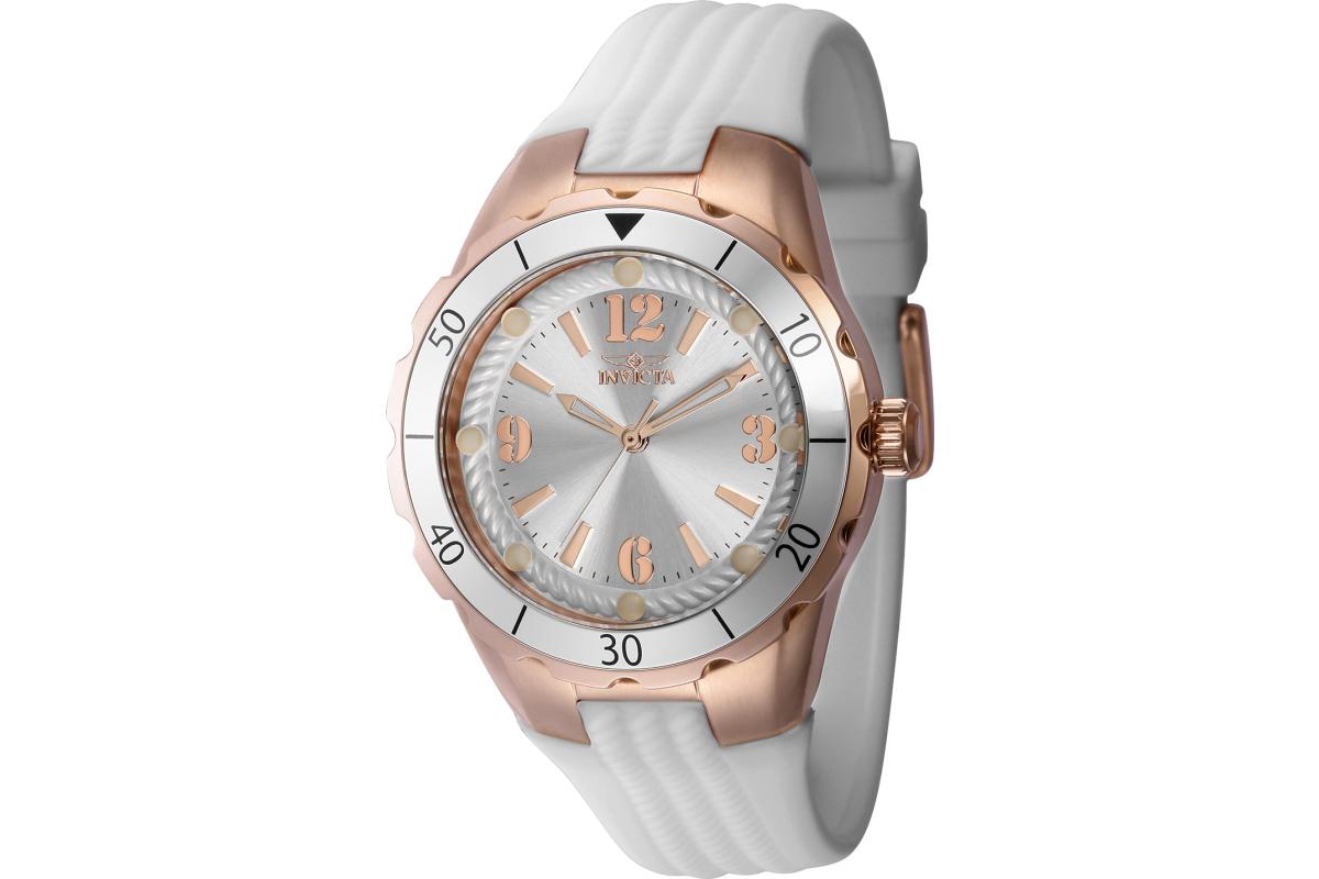 Women's 40311 Angel Quartz 3 Hand Silver Dial Watch - White