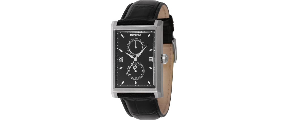 Men's 46857 Vintage Quartz Multifunction Black Dial Watch - Black