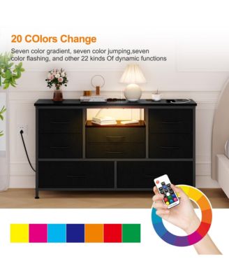 TV Stand Dresser for Bedroom with 8 Fabric Drawer & Power Outlet