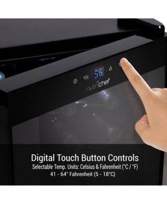 18-Bottle Wine Chilling Refrigerator, Digital Touch Control, Compressor Cooling, Blue LED Display