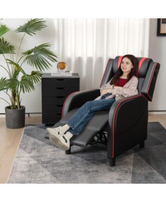 PU Leather Massage Gaming Recliner Chair with Side Pockets