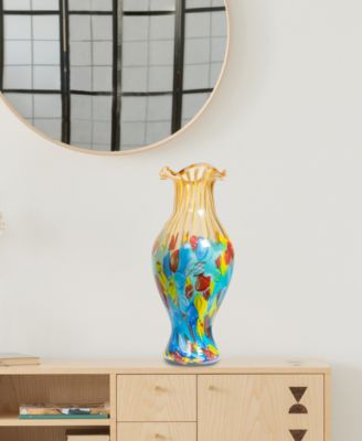 19" Festive Ruffle Art Glass Vase