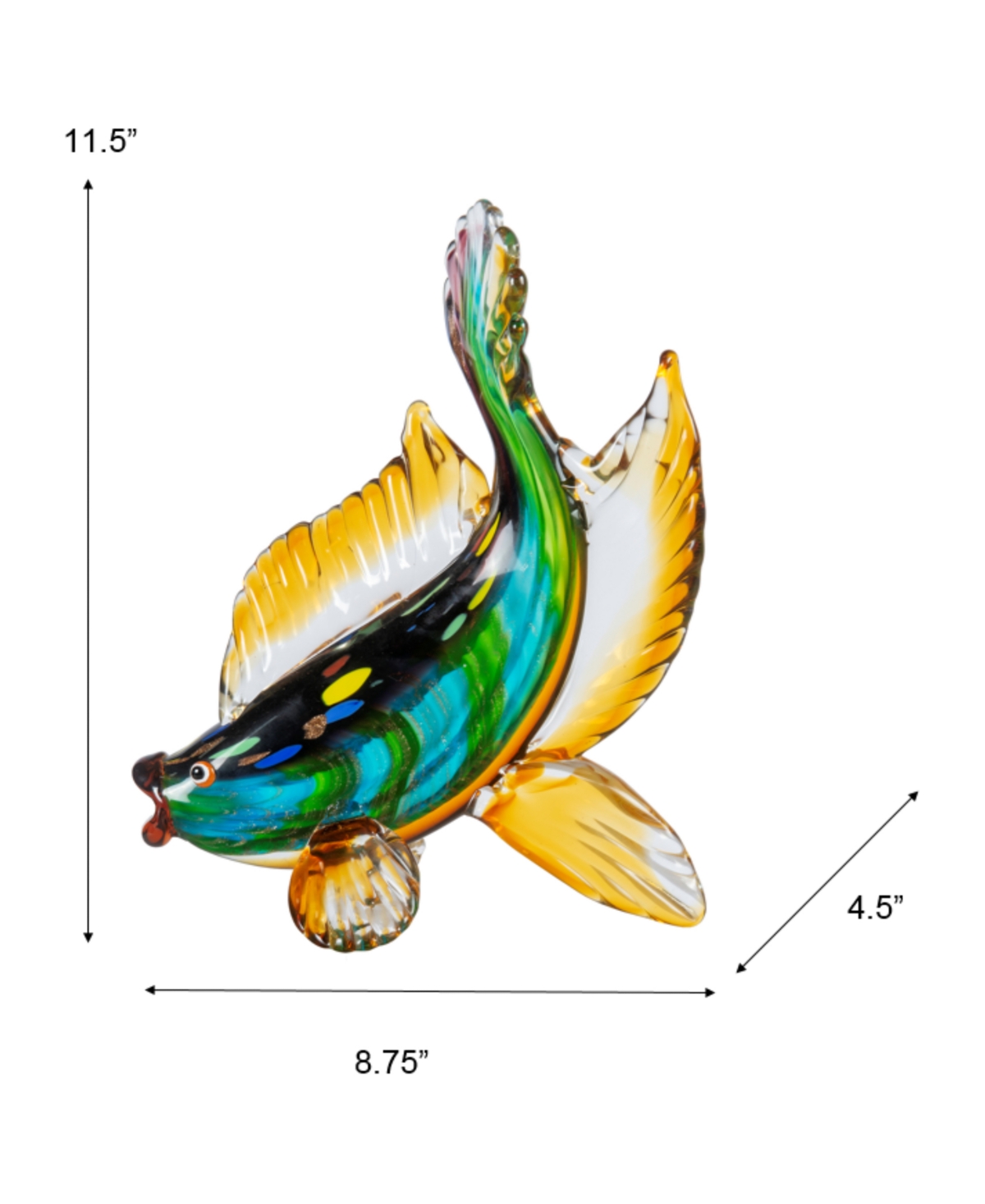 Dale Tiffany 11.5" Bavaro Fish Art Glass Figurine In Blue