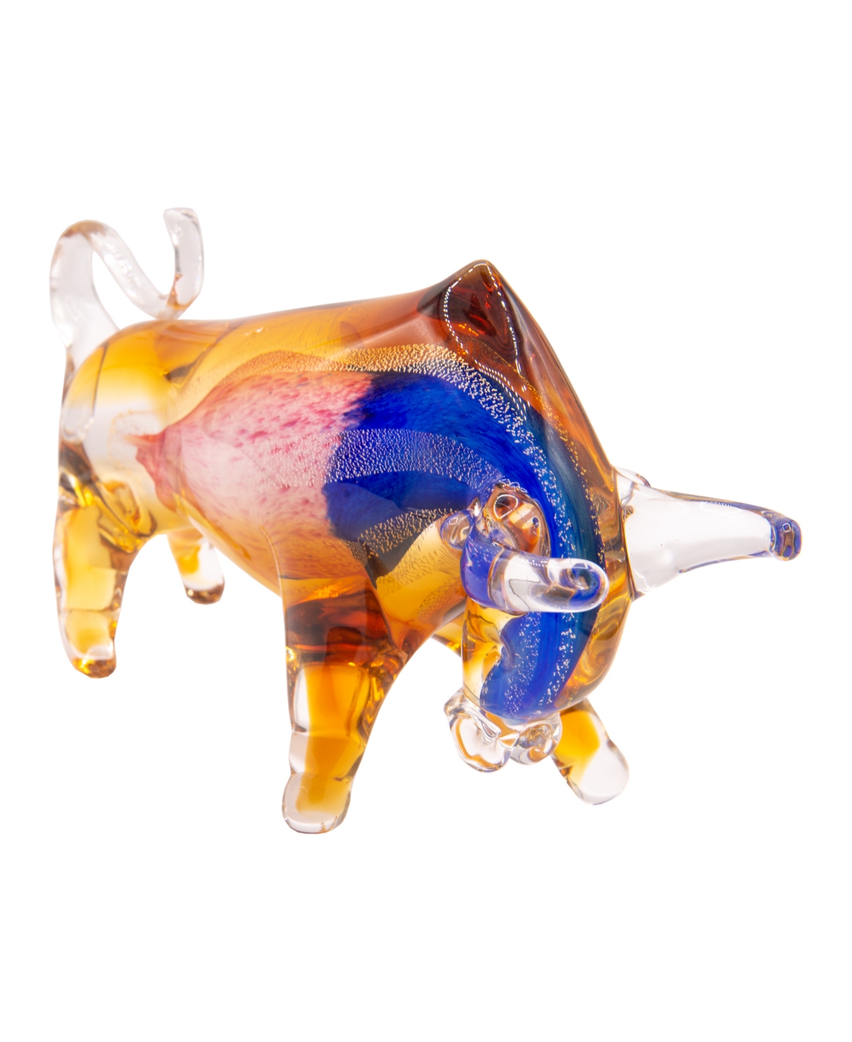 Dale Tiffany Rave Art Glass Bull Figurine In Blue