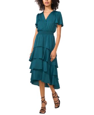 vince camuto bridesmaid dresses Women's V-Neck Smock Waist Tiered Layer Dress Rental Period:2 SESSIONS tip top Elegant Black Evening Dresses Look your best for