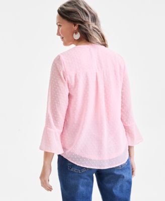 売れ筋商品|||スタイルアンドコー カットソー トップス レディース Women's Textured Pintuck Ruffle Sleeve Top, Regular & Petite, Created for Macy's Peachy Pink Style & Co Women's Textured Pintuck Ruffle Sleeve Top