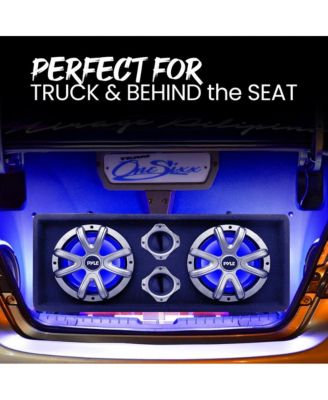 8-Inch Dual Bass Subwoofer Box System with LED Lights, 400-Watt, Class-D Amplifier, Rear Vented for Trucks