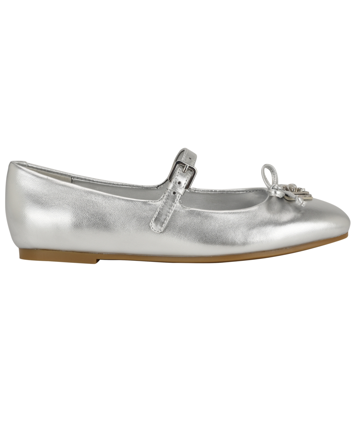 Guess Kayra Mary Jane Flat In Silver Leather