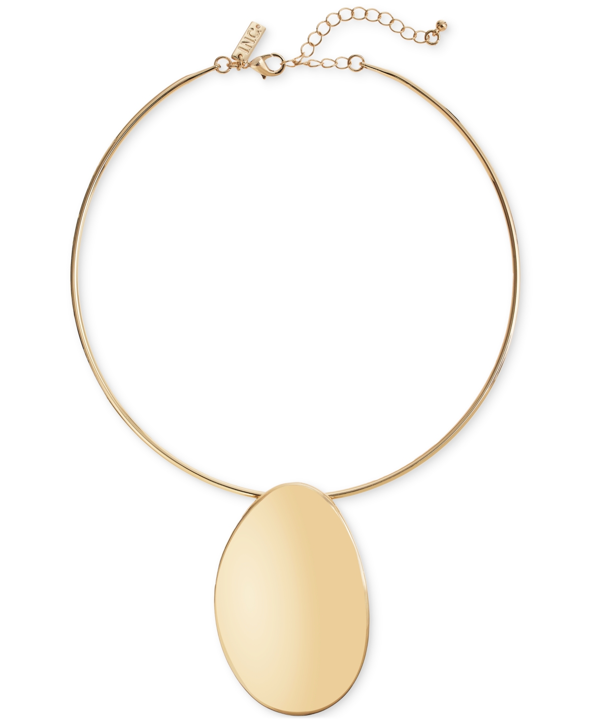 Gold-Tone Sculptural Disc Structured Pendant Necklace, 16" + 3" extender, Exclusively at Macy's - Gold