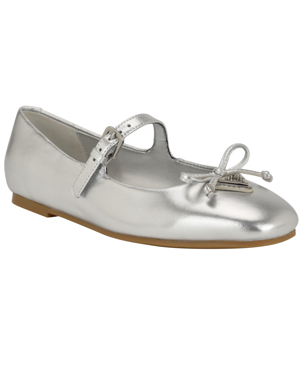 Guess Kayra Mary Jane Flat In Silver Leather