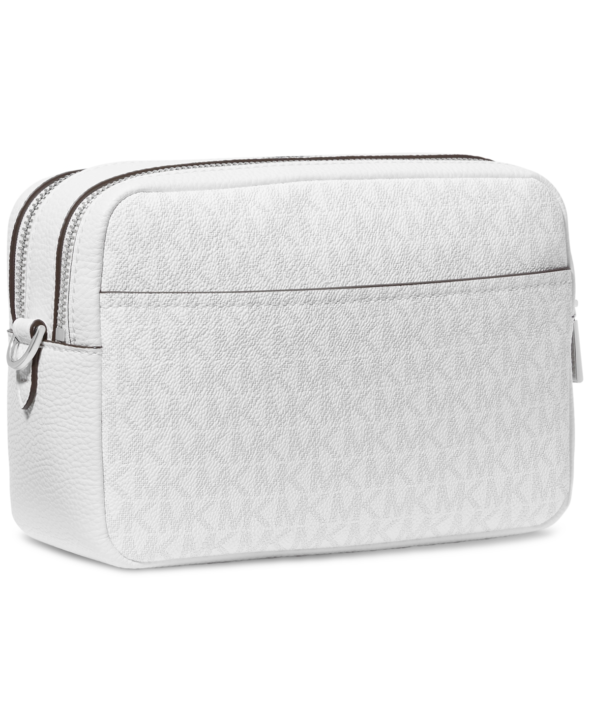 Michael Kors Michael  Bryant Mini Double Zip Chain Camera Crossbody In Optic White,allum