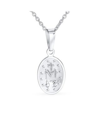 Traditional Christian Our Lady Of Guadalupe Pendant Necklace Sterling Silver Medallion