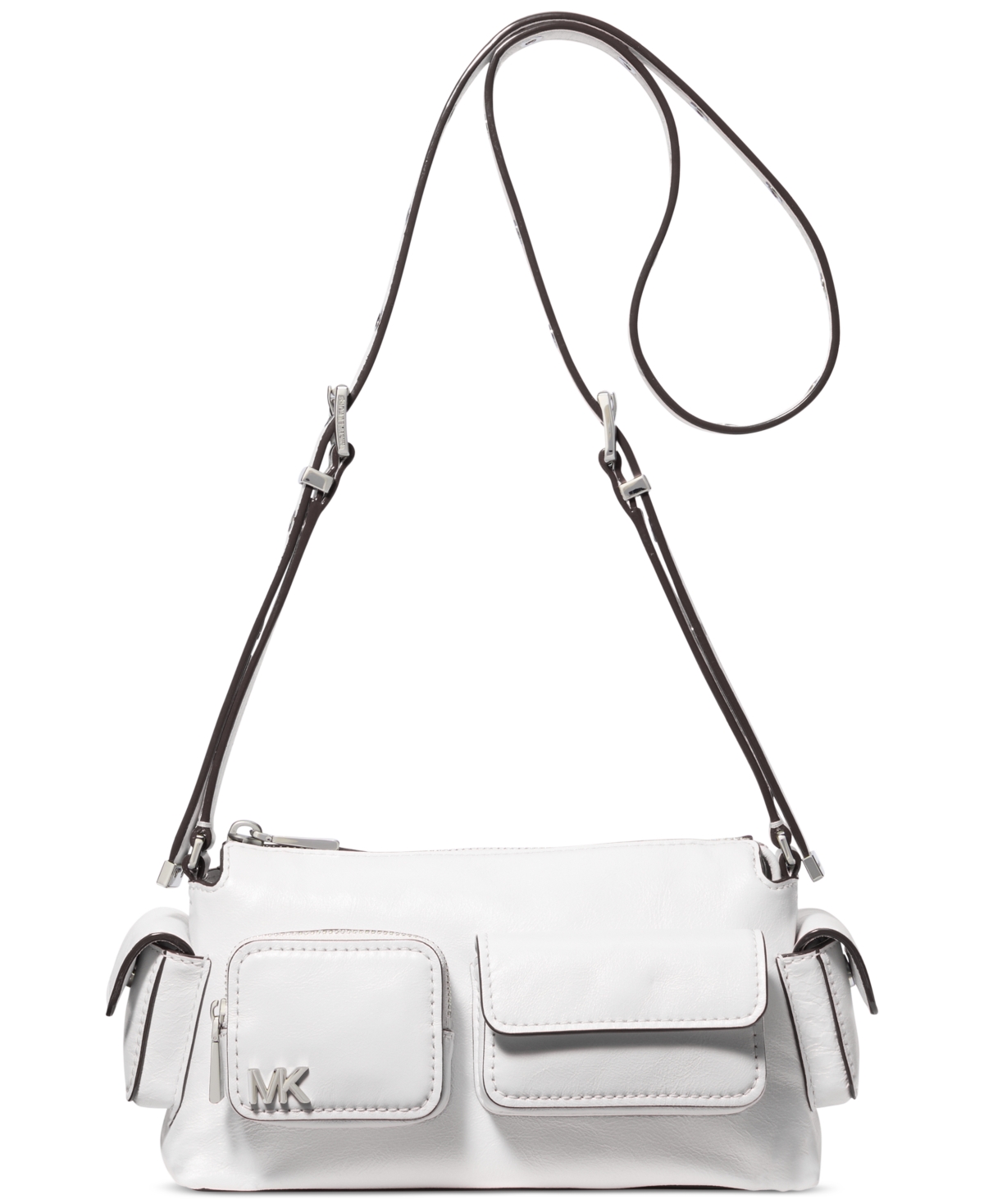 Michael Kors Michael  Dakota Small Leather Convertible Pocket Crossbody In Optic White