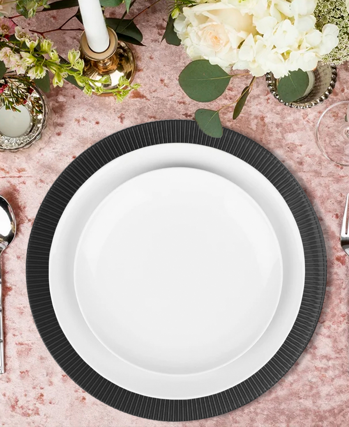 American Atelier Sunray Black Glass Charger Plate 13", Set Of 4 In Black