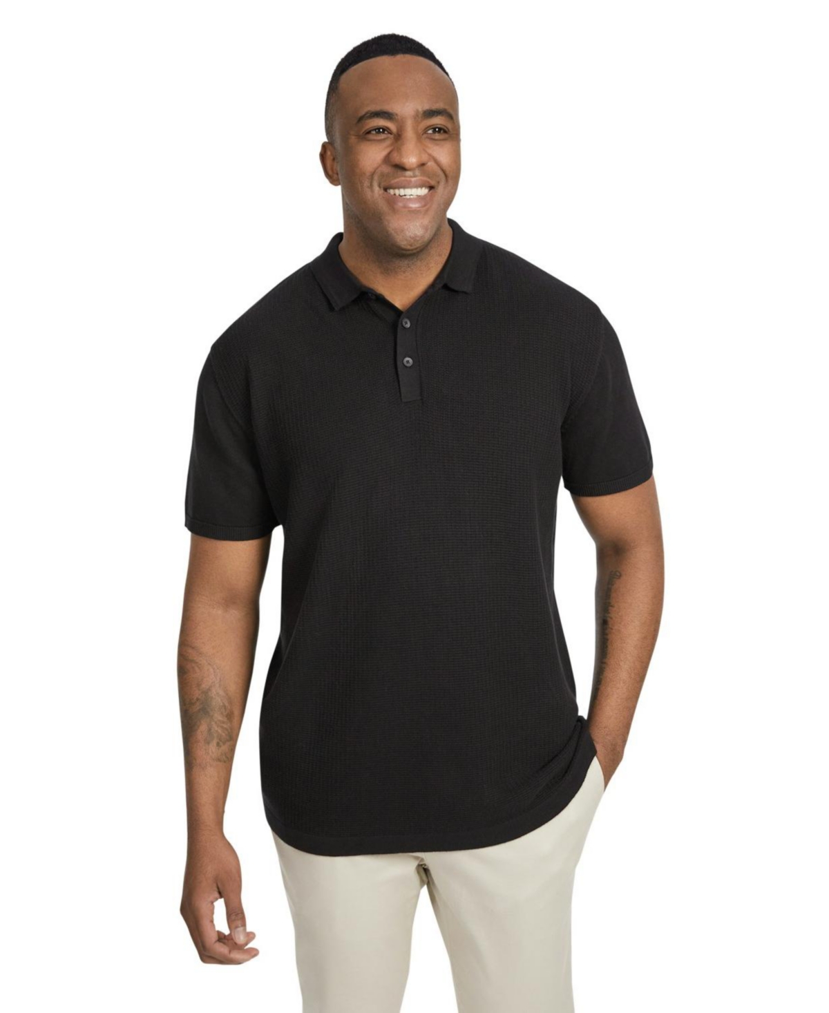Big & Tall Myles Knitted Polo - Black