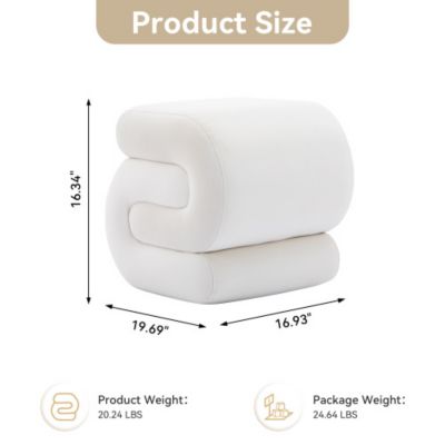 Chic S-Shape Velvet Footstool, Upholstered Makeup Stool, Modern Ottoman for Bedroom, Living Room, and Dressing Area-The Pop Home