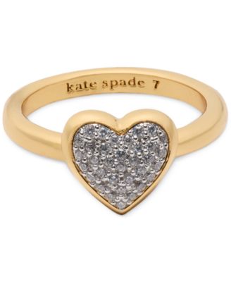 kate spade new york - Gold-Tone Cubic Zirconia Pav&eacute; Heart Ring