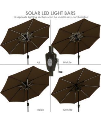Outdoor Aluminum Sunbrella Patio Umbrella with Solar LED Light Bars and Tilt - 9'