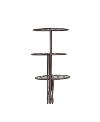 Indoor/Outdoor Steel Decorative Checker Top 3-Tiered Flower Plant Stand Display - Bronze - 2pk