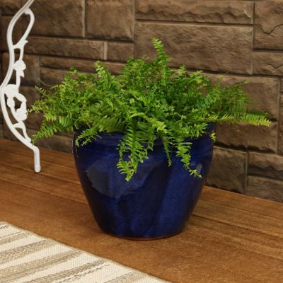 Chalet Outdoor/Indoor High-Fired Glazed UV- and Frost-Resistant Ceramic Planter with Drainage Holes - 15" Diameter