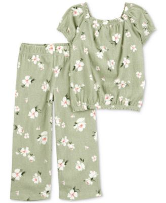 Carter's - Toddler Girls Floral-Print Top & Pull-On Pants, 2 Piece Set