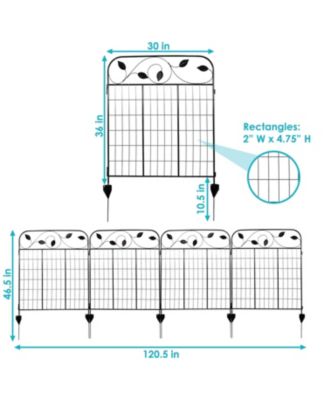 Winding Vines 10-Foot 4-Piece Steel Decorative Garden Fence Panels - 30" W x 36" H Per Panel - Black