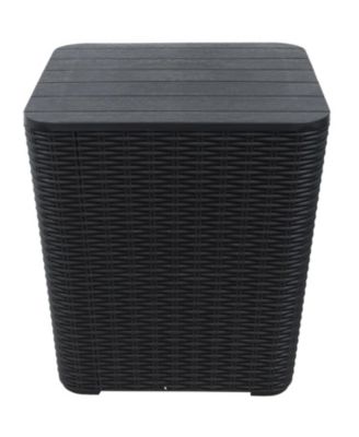 11.5-Gallon Outdoor Deck Box - Weather-Resistant Side Table with Storage for Cushions, Garden Tools, Pool Supplies - Phantom Gray - Faux Rattan