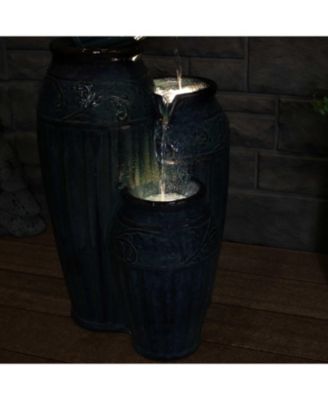 Tour de Vase Ceramic 27-Inch Outdoor Water Fountain - LED Lights - Electric Submersible Pump with Adjustable Flow