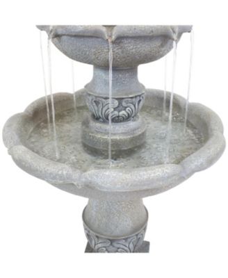 50-Inch 2-Tier French Garden Outdoor Water Fountain - Glass Fiber Reinforced Concrete Construction - Dusty Gray