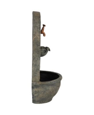 Messina 26-Inch Polystone Outdoor Wall Water Fountain - Electric Submersible Pump - French Limestone Finish